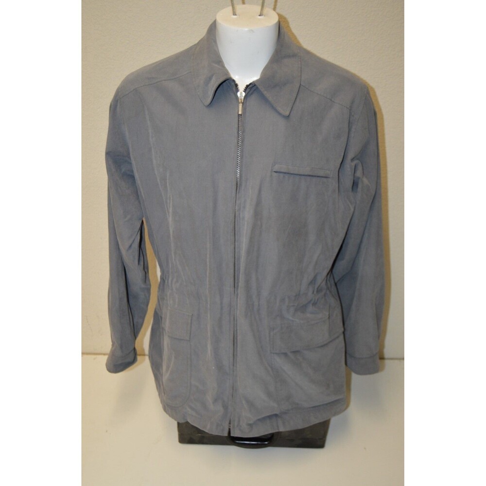 Vintage London Fog Gray Nylon Blend Water Resistant Jacket Shell Women's L Rare